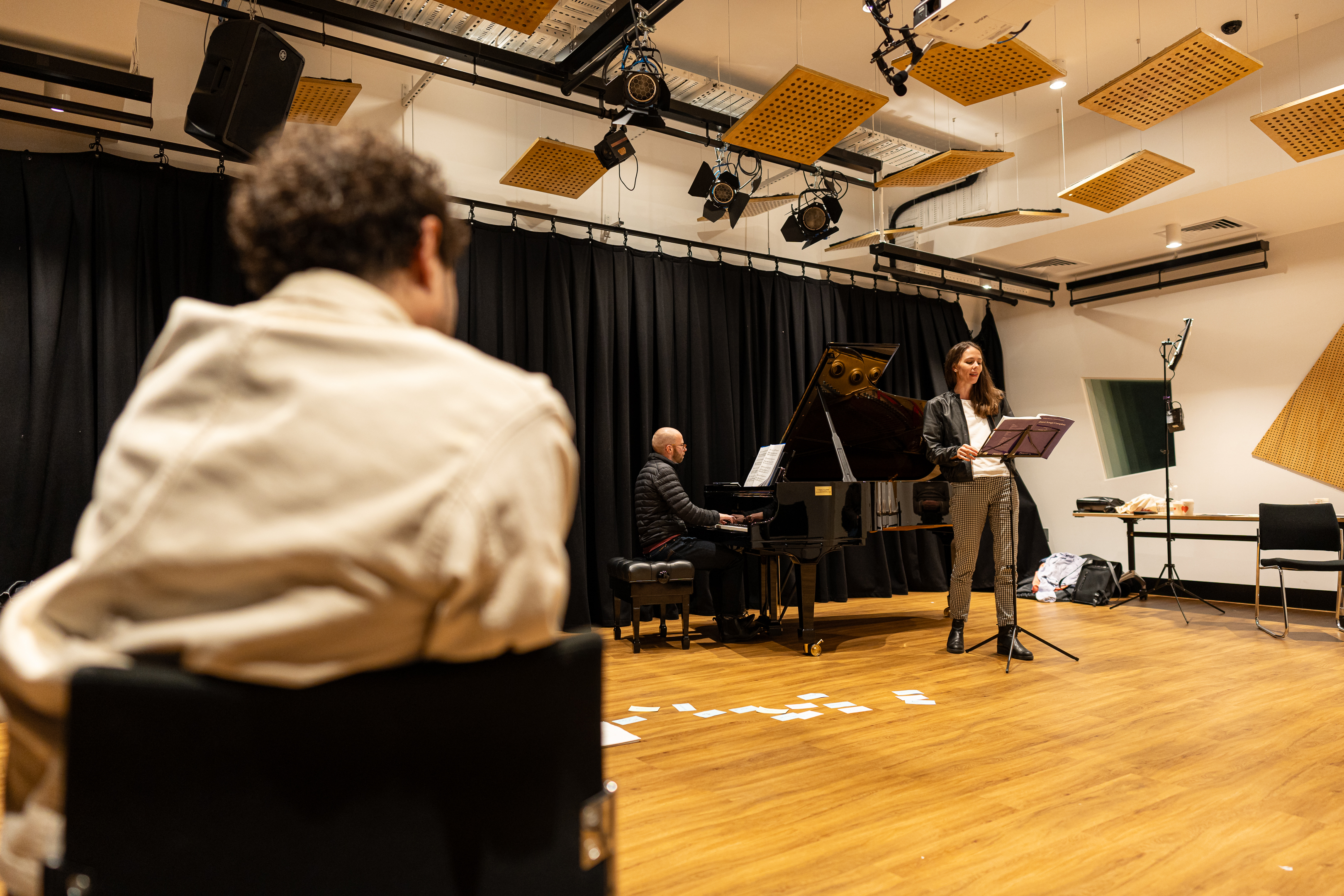 Con Costi, Michael Curtain and Anna Dowsley rehearsing in the Janette Hamilton Studio